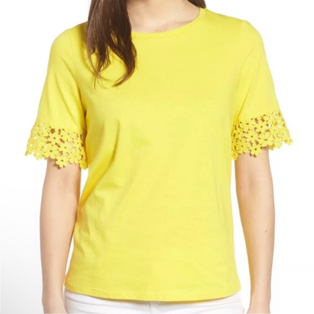 Draper James Palmetto yellow lace top size small
